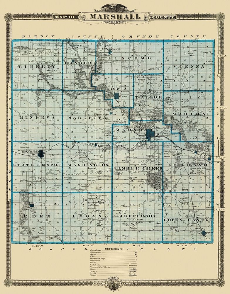 Marshall Iowa Landowner - Shober 1875 art print by Shober for $57.95 CAD
