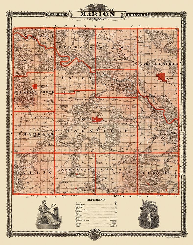 Marion Iowa Landowner - Shober 1875 art print by Shober for $57.95 CAD