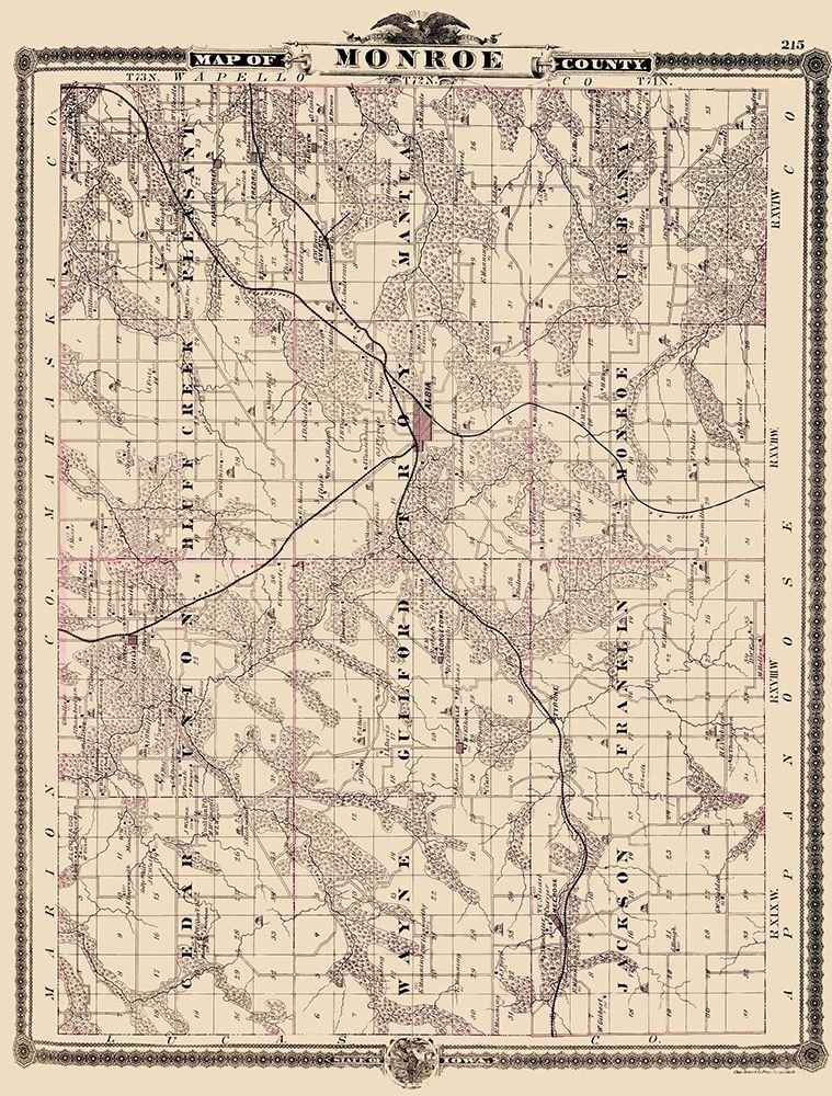 Monroe Iowa - Shober 1875 art print by Shober for $57.95 CAD