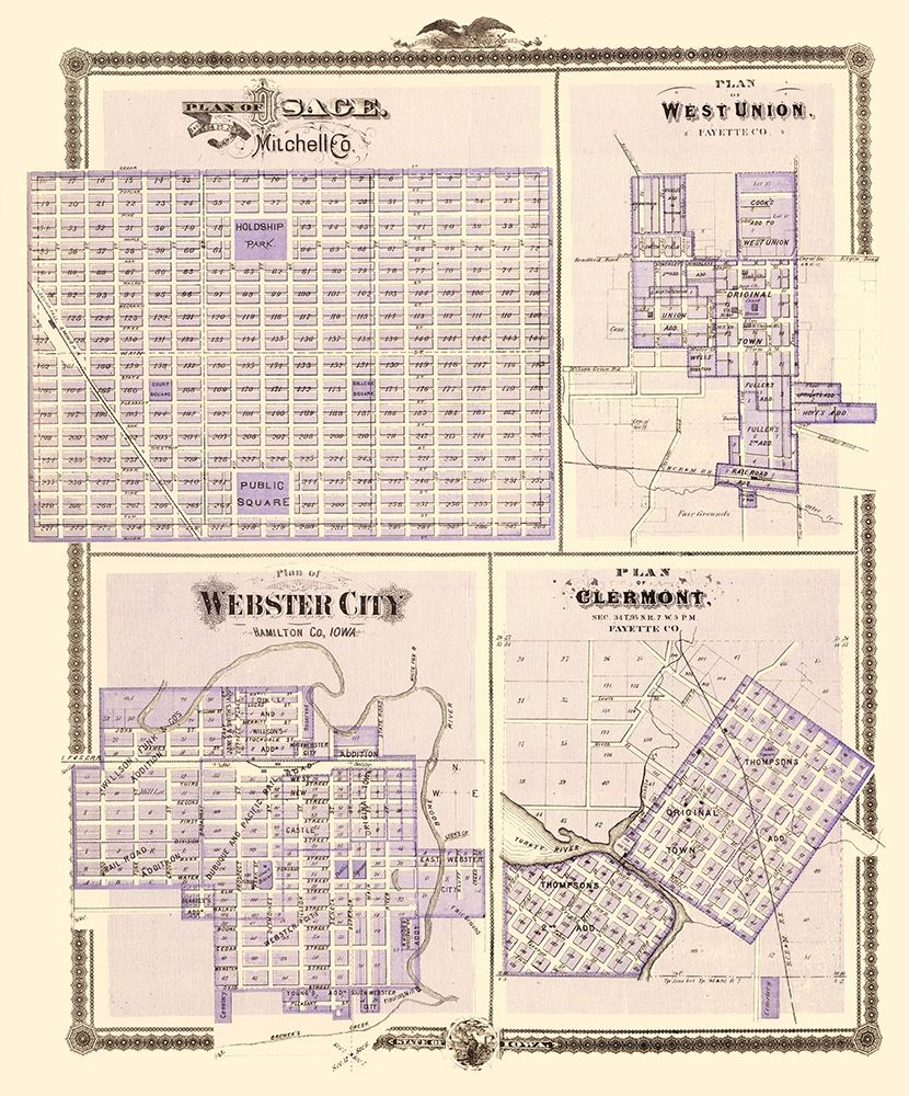 Osage, West Union, Webster City, Clermont Iowa art print by Andreas for $57.95 CAD