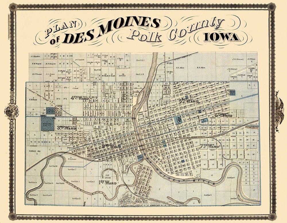 Des Moines Iowa Landowner - Andreas 1875 art print by Andreas for $57.95 CAD