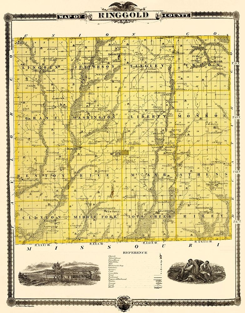 Ringgold Iowa Landowner - Andreas 1875 art print by Andreas for $57.95 CAD