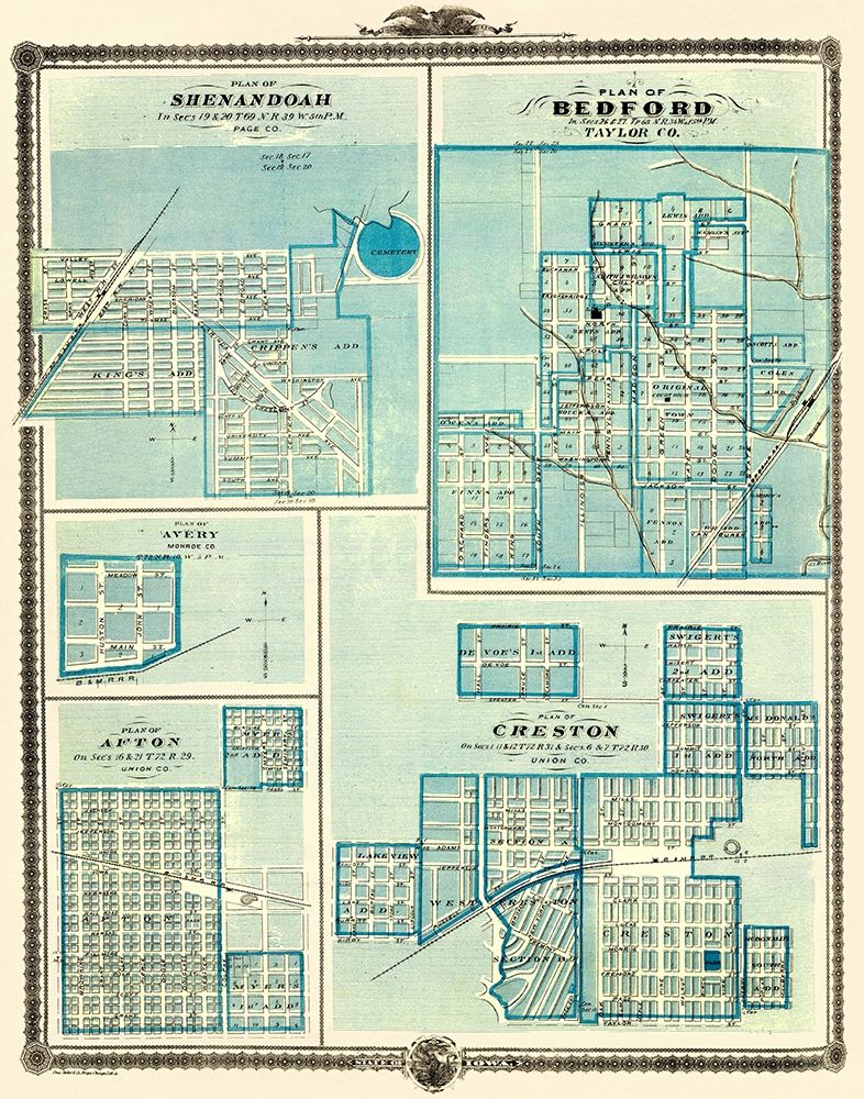 Shenandoah, Bedford, Avery, Afton, Creston Iowa art print by Andreas for $57.95 CAD