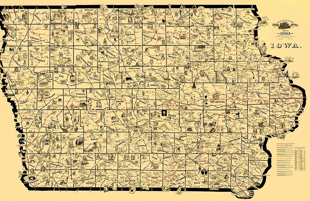 Iowa Railroad Routes - McEwen 1897 art print by McEwen for $57.95 CAD