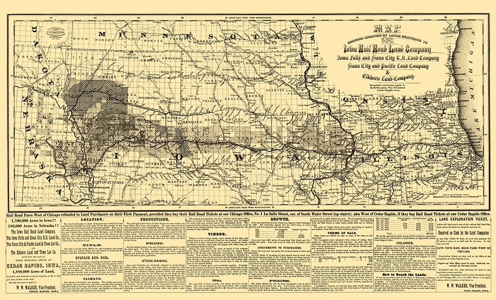 Iowa Railroad Land Company - Colton 1871 art print by Colton for $57.95 CAD