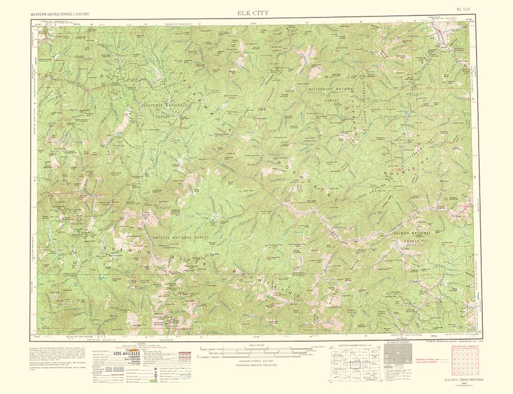 Elk City Idaho Montana Quad - USGS 1963 art print by USGS for $57.95 CAD