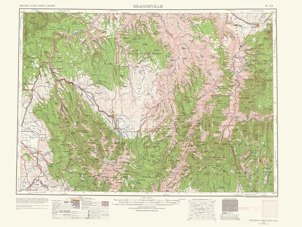 Grangeville Idaho Washington Oregon Quad art print by USGS for $57.95 CAD