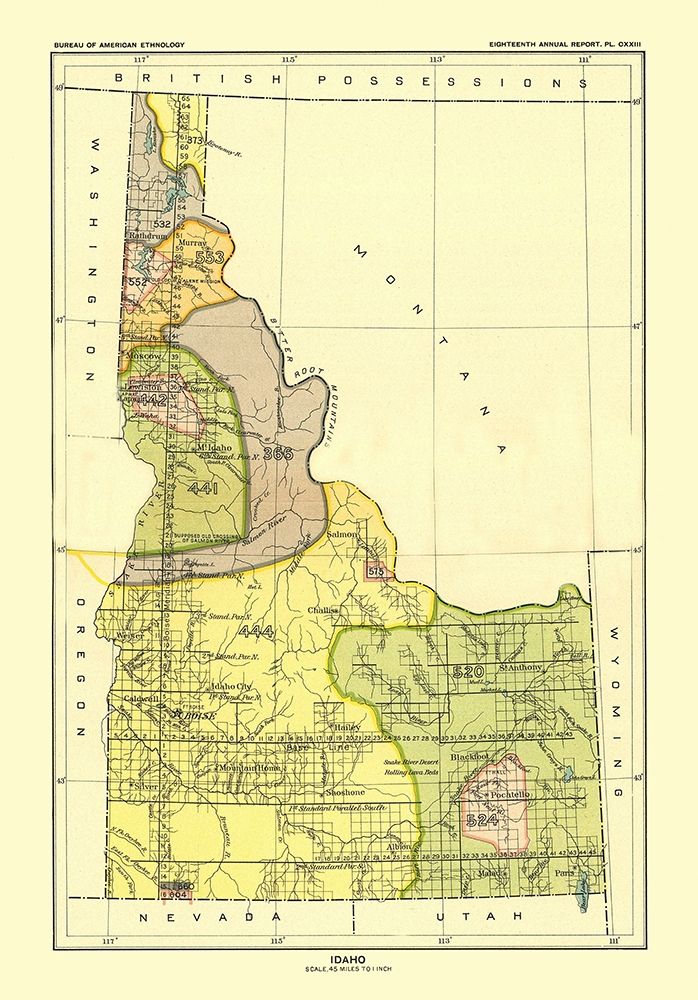 Idaho - Hoen 1896 art print by Hoen for $57.95 CAD