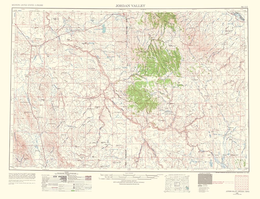 Jordan Valley Idaho Oregon Quad - USGS 1963 art print by USGS for $57.95 CAD