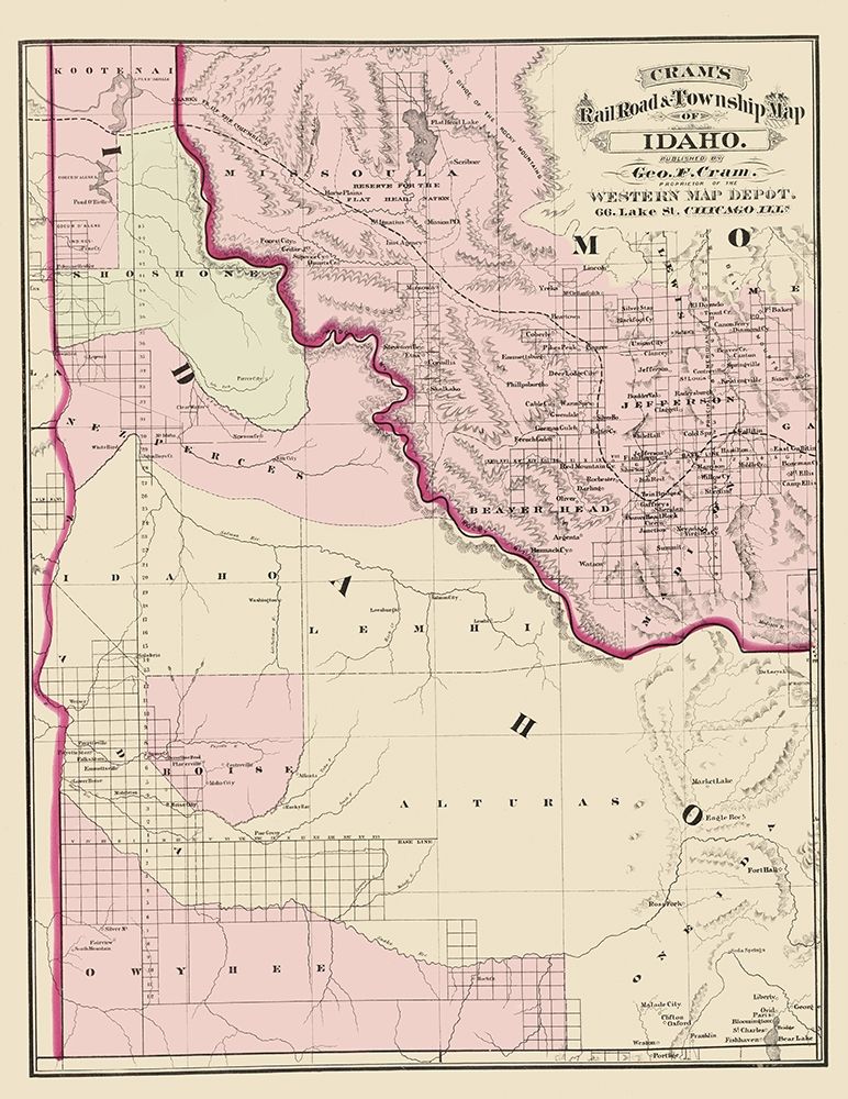 Idaho - Cram 1875 art print by Cram for $57.95 CAD
