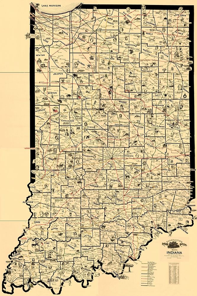 Indiana Railroad Routes - McEwen 1897 art print by McEwen for $57.95 CAD