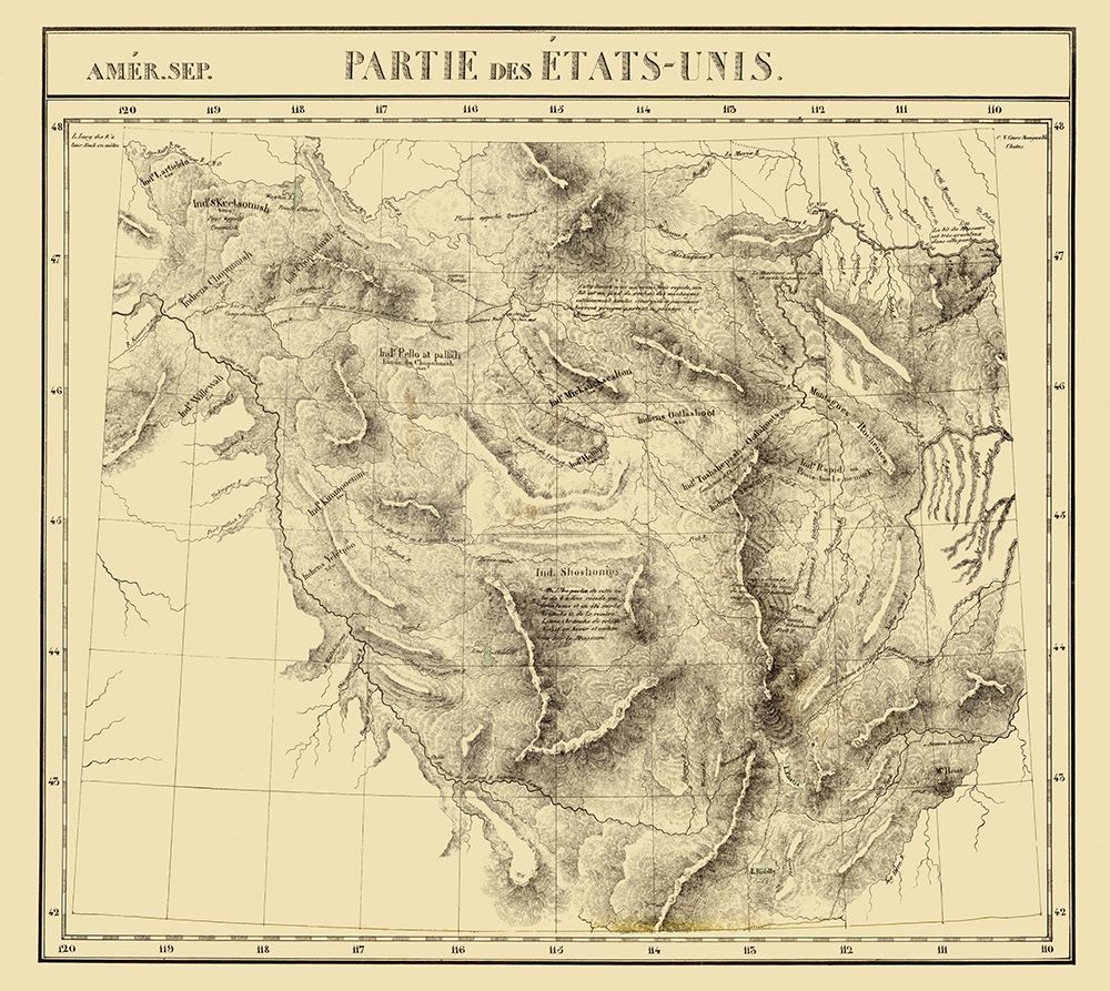Idaho, Montana, Wyoming - Vandermaelen 1827 art print by Vandermaelen for $57.95 CAD