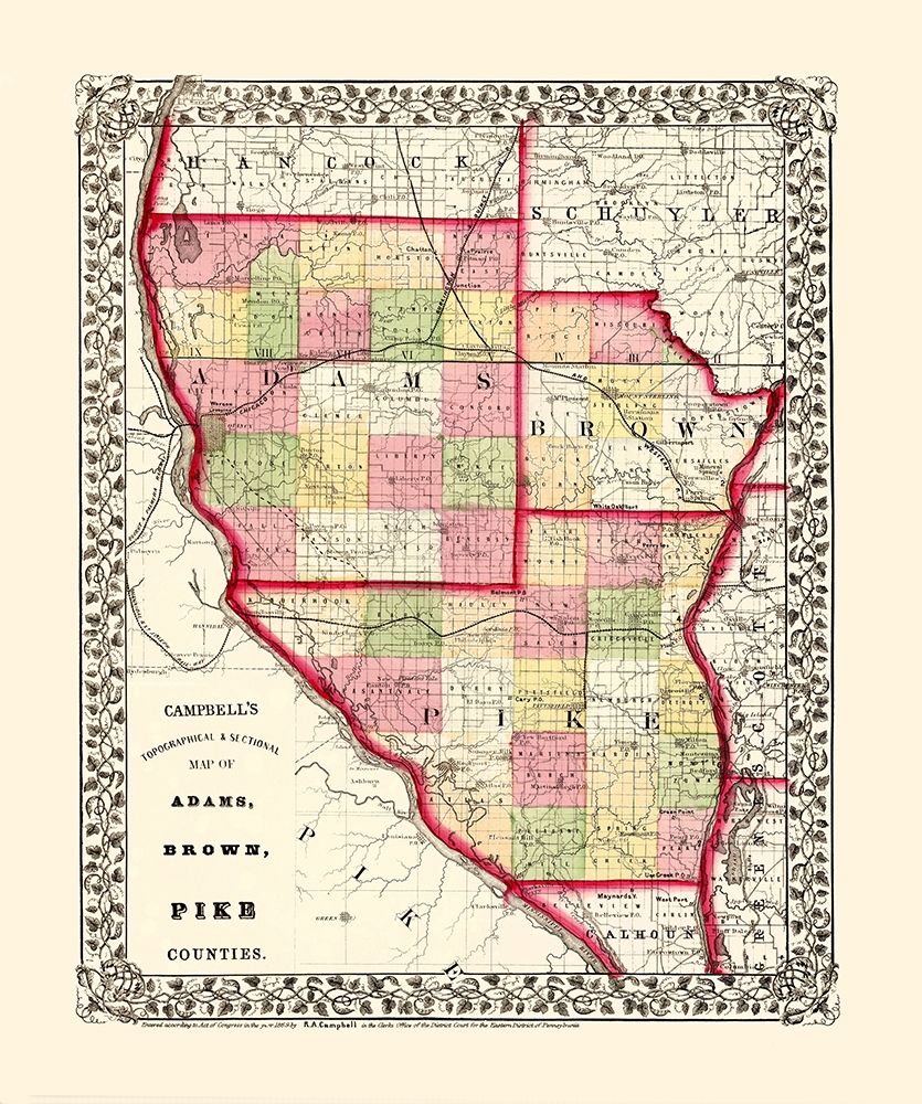Adams  Brown  Pike Illinois - Campbell 1850 art print by Campbell for $57.95 CAD