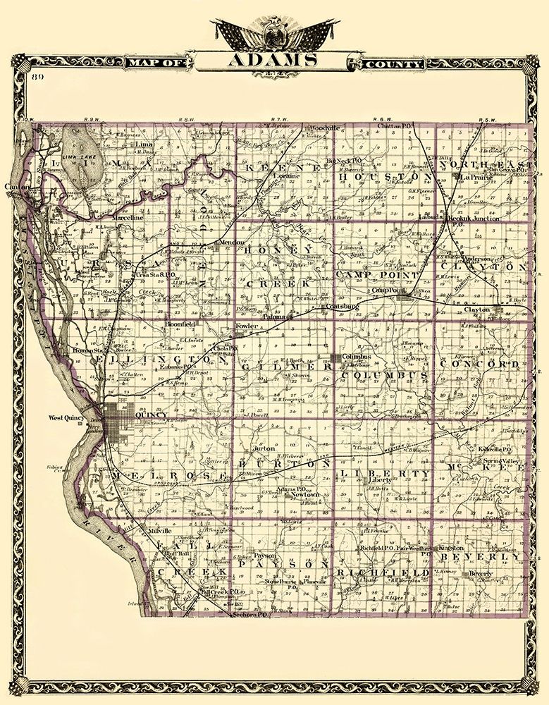 Adams Illinois Landowner - Warner 1870 art print by Warner for $57.95 CAD
