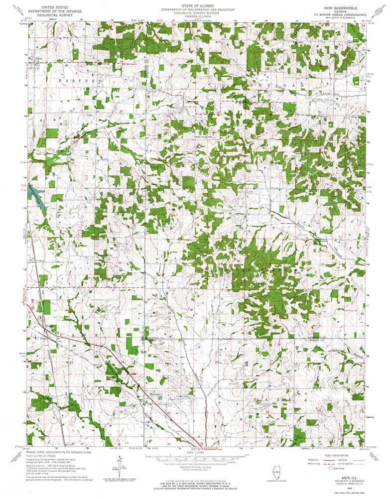 Akin Illinois Quad - USGS 1963 art print by USGS for $57.95 CAD