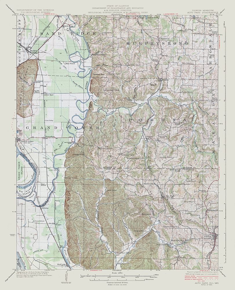 Illinois Missouri Alto Pass Quad - USGS 1922 art print by USGS for $57.95 CAD