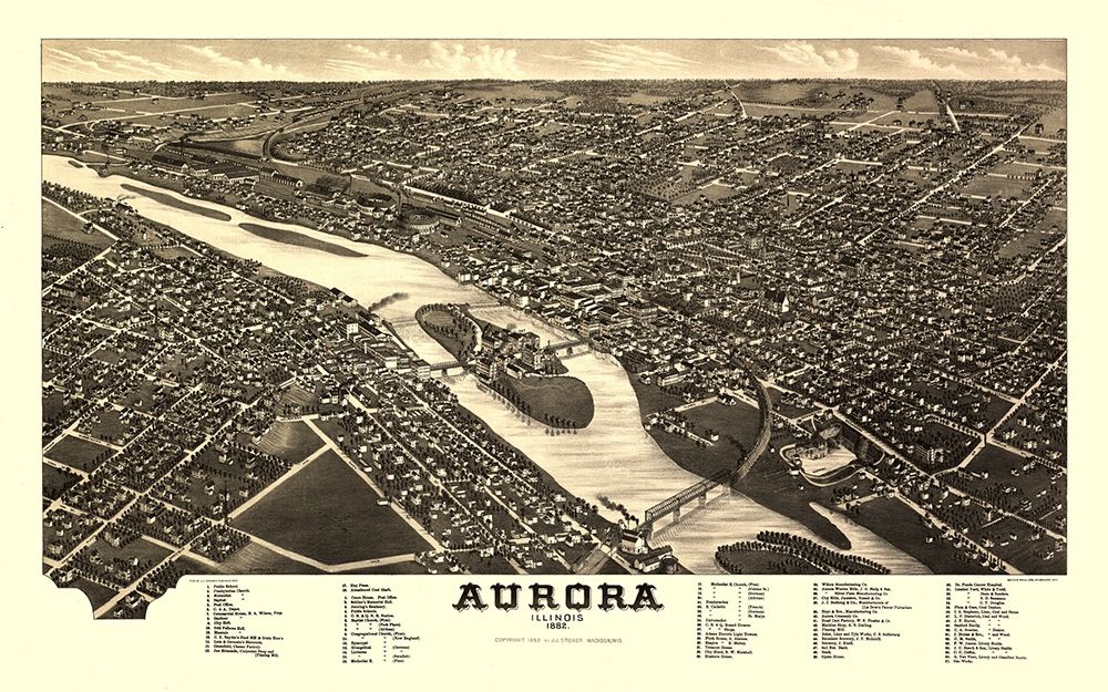 Aurora Illinois - Stoner 1882 art print by Stoner for $57.95 CAD
