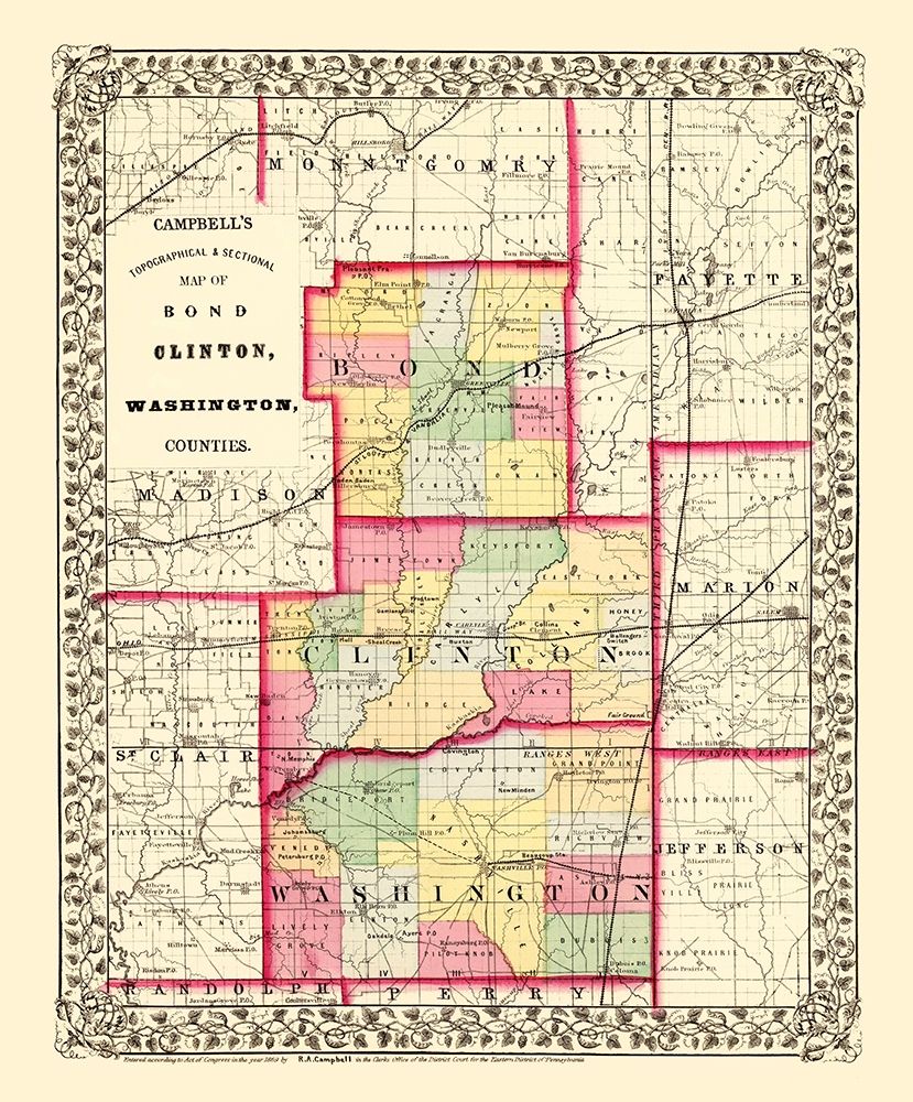 Bond  Clinton  Washington Illinois - Cambell 1870 art print by Cambell for $57.95 CAD