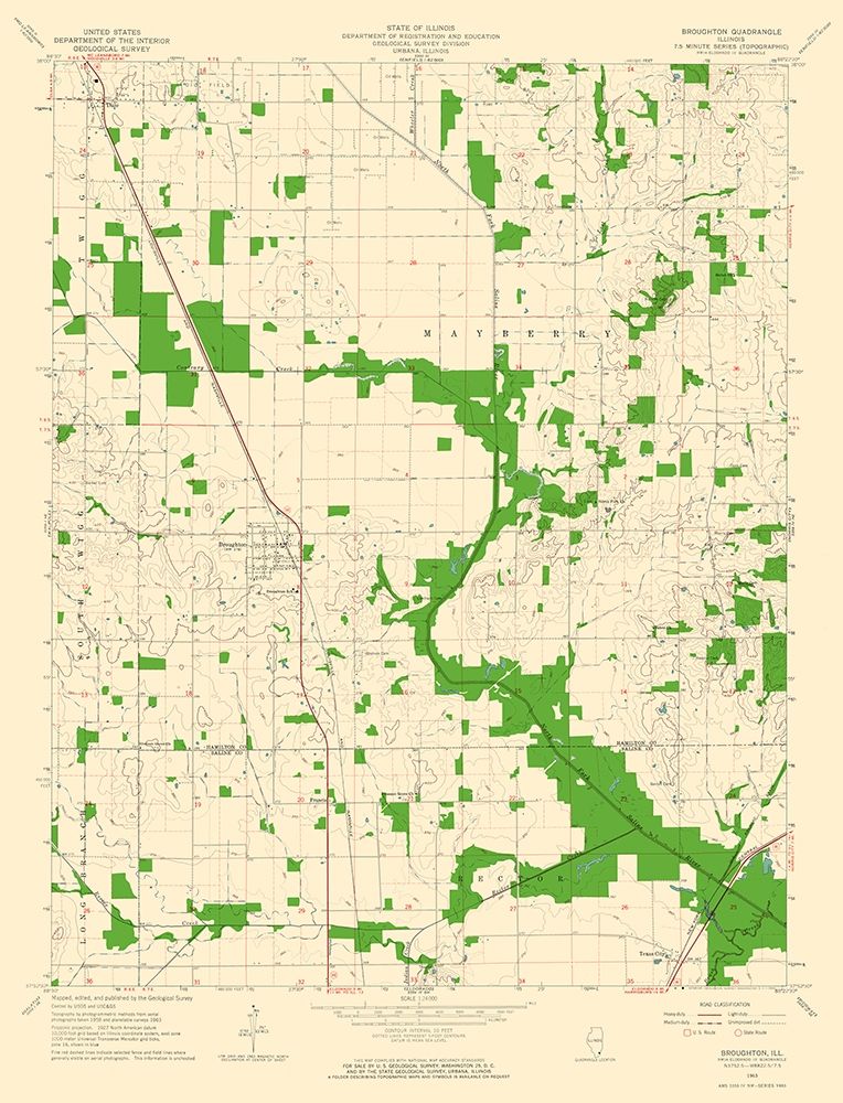 Broughton Illinois Quad - USGS 1963 art print by USGS for $57.95 CAD