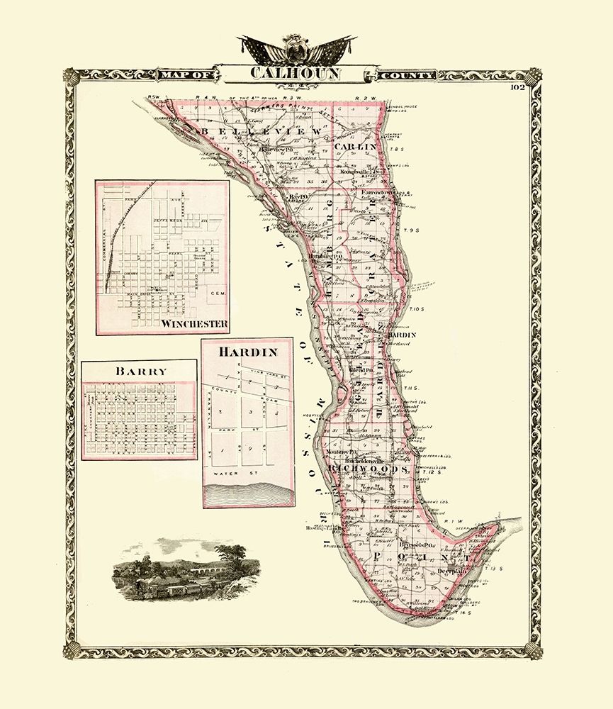 Calhoun Illinois - Warner 1876 art print by Warner for $57.95 CAD