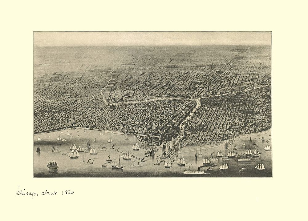 Chicago Illinois - Davis 1860 art print by Davis for $57.95 CAD