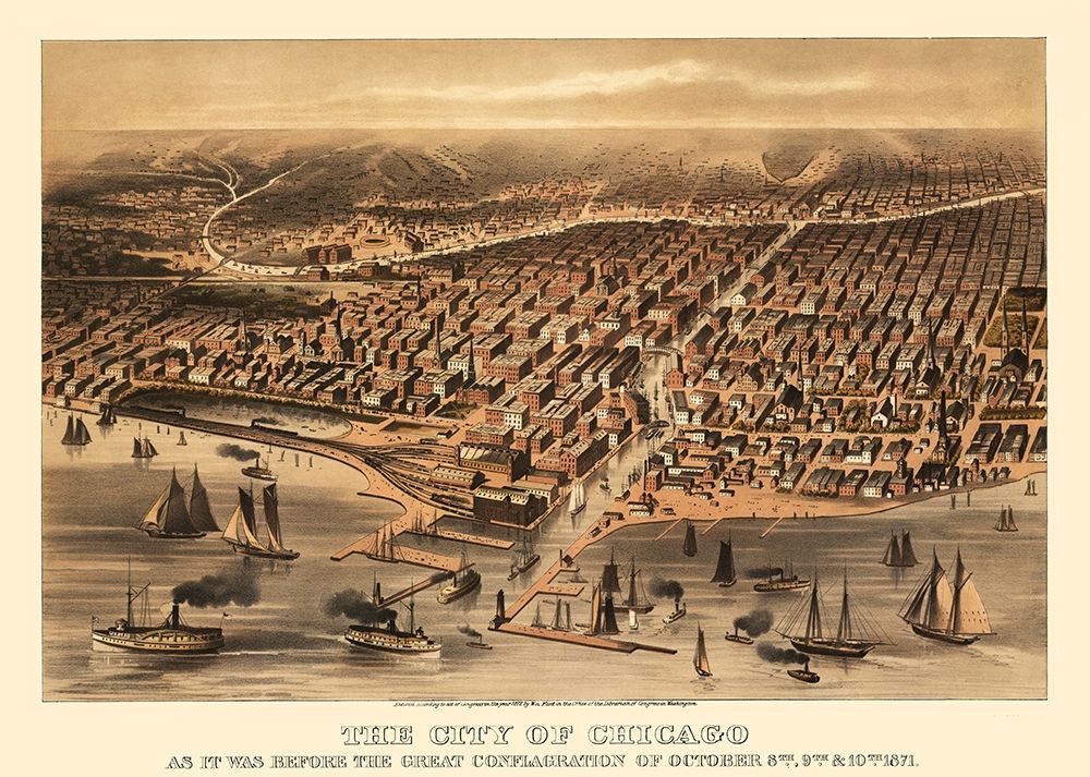Chicago Illinois - Davis 1871 art print by Davis for $57.95 CAD
