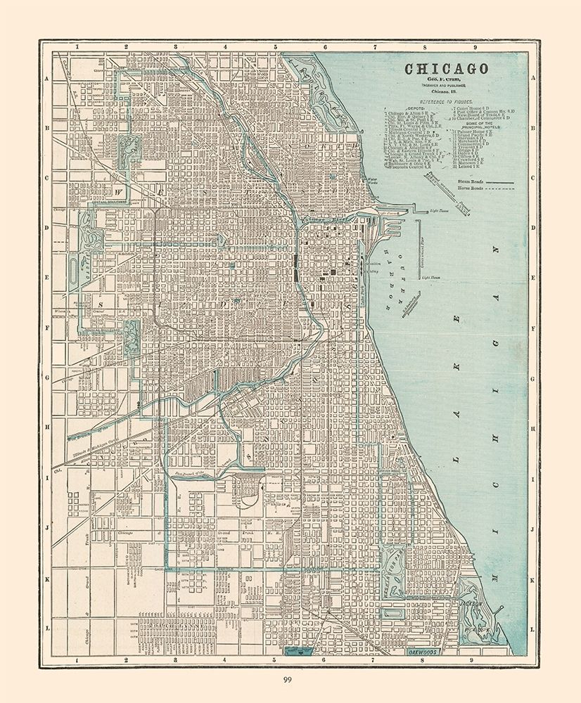 Chicago  Illinois - Cram 1892 art print by Cram for $57.95 CAD
