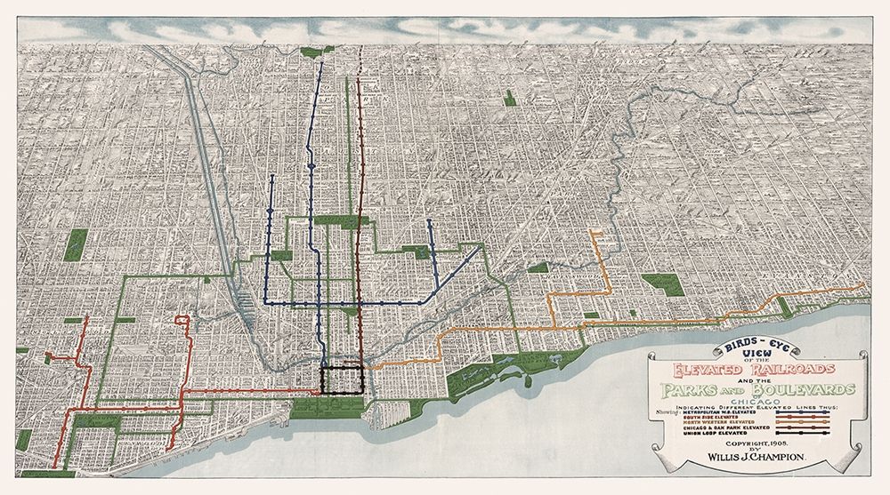 Chicago Elevated Railroad Illinois - Champion 1908 art print by Champion for $57.95 CAD