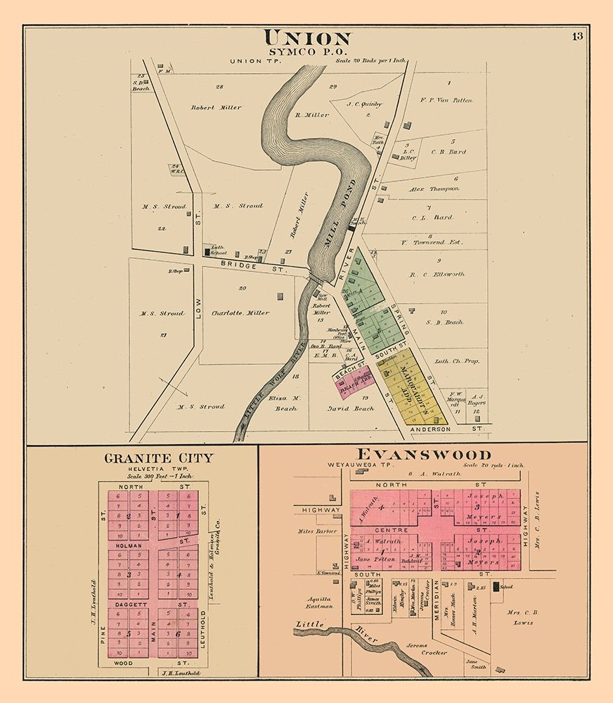 Union, Granite City, Evanswood  Wisconsin art print by Foote for $57.95 CAD