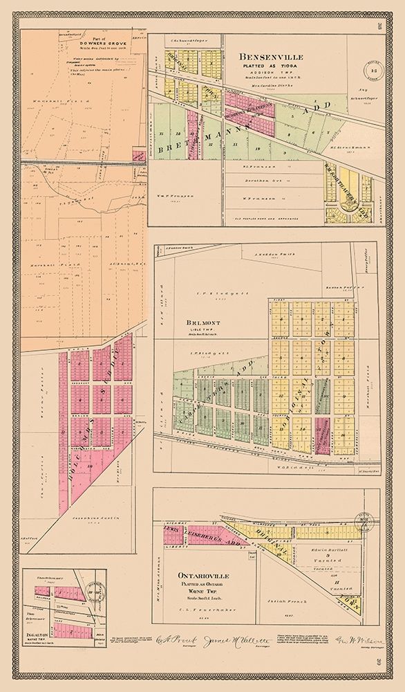 Downers Grove Tioga Belmont Ontarioville Illinois art print by Middle-West Publishing Co. for $57.95 CAD