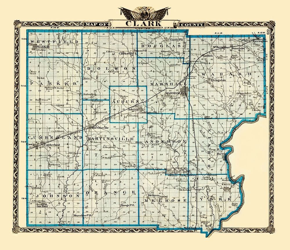 Clark Illinois Landowner - Warner 1870 art print by Warner for $57.95 CAD