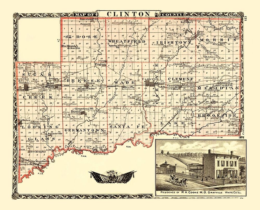 Clinton Illinois Landowner - Warner 1870 art print by Warner for $57.95 CAD
