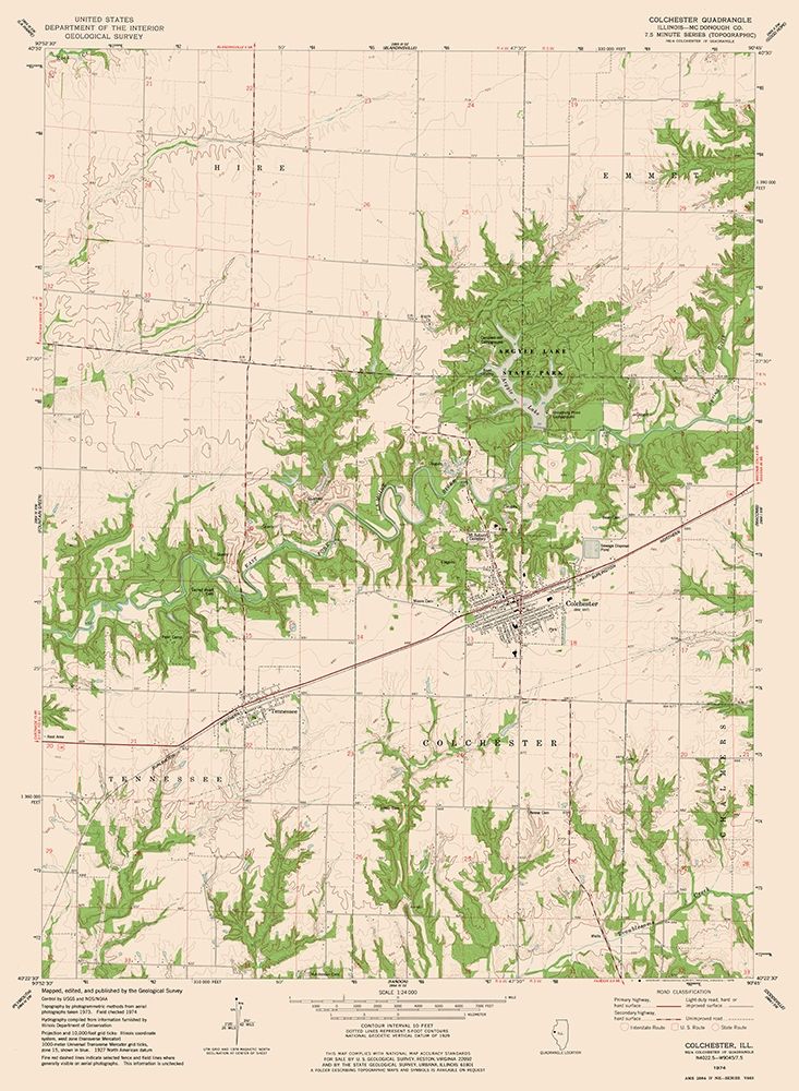 Colchester Illinois Quad - USGS 1974 art print by USGS for $57.95 CAD