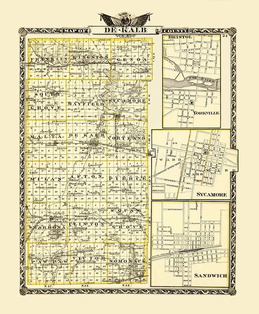 DeKalb Illinois - Warner 1876 art print by Warner for $57.95 CAD