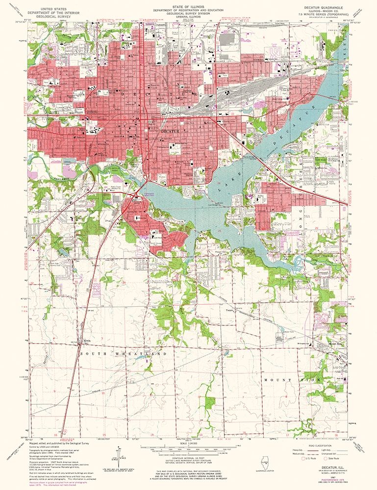 Decatur Illinois Quad - USGS 1975 art print by USGS for $57.95 CAD