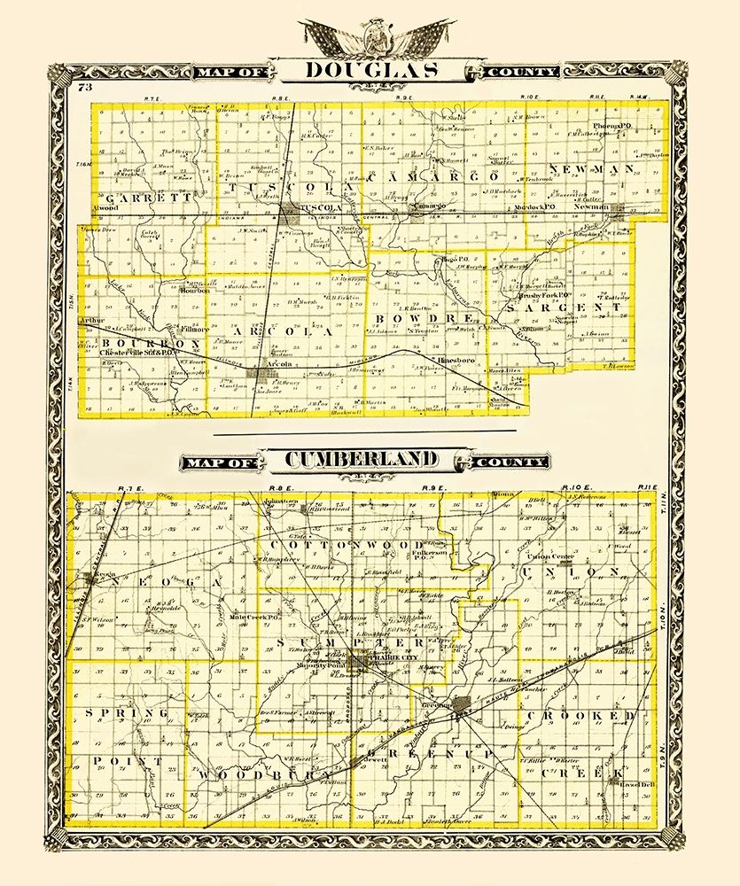 Douglas  Cumberland Illinois - Warner 1870 art print by Warner for $57.95 CAD