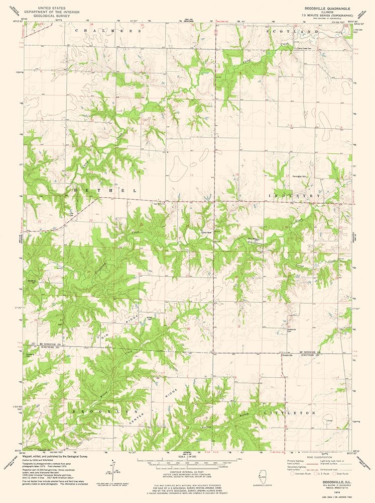 Doddsville Illinois Quad - USGS 1974 art print by USGS for $57.95 CAD