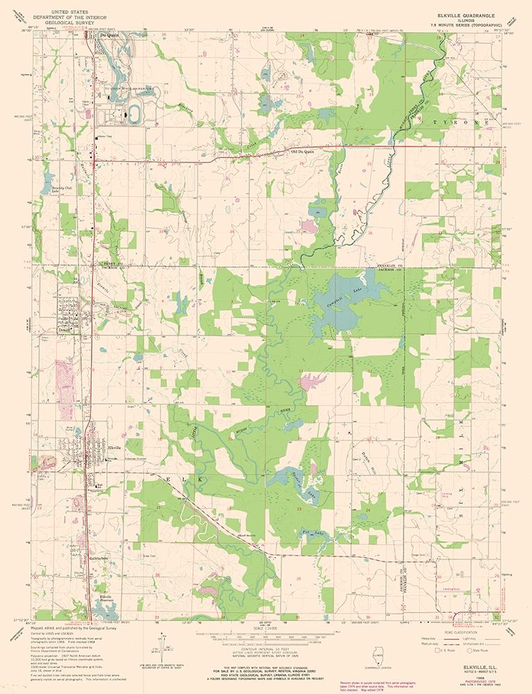 Elkville Illinois Quad - USGS 1968 art print by USGS for $57.95 CAD