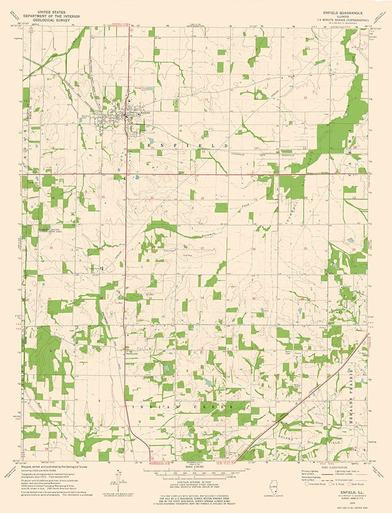Enfield Illinois Quad - USGS 1974 art print by USGS for $57.95 CAD