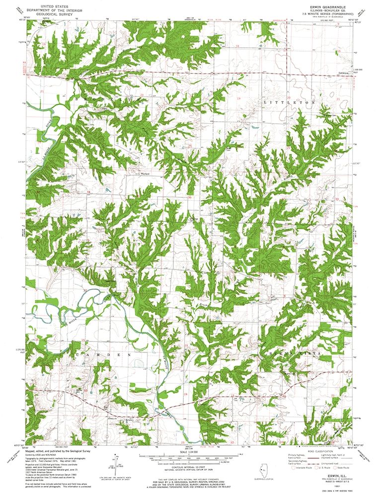Erwin Illinois Quad - USGS 1981 art print by USGS for $57.95 CAD
