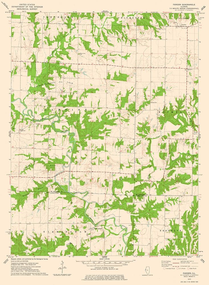 Fandon Illinois Quad - USGS 1974 art print by USGS for $57.95 CAD