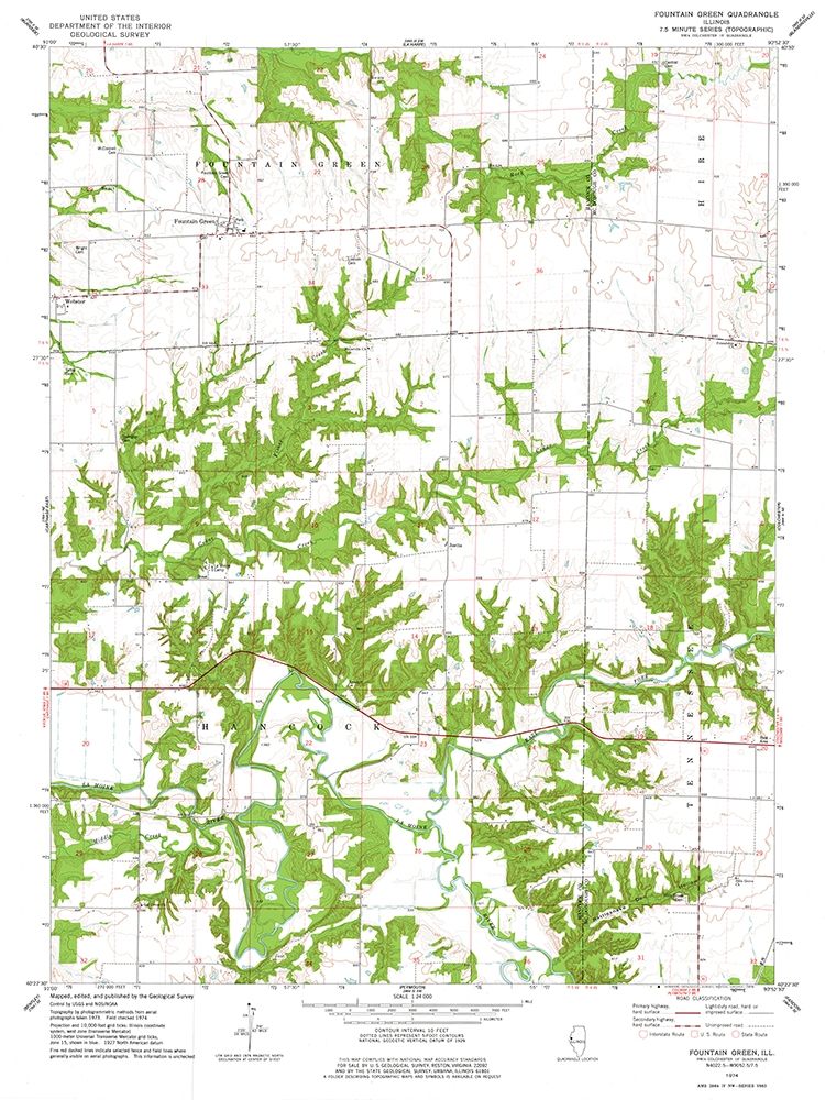 Fountain Green Illinois Quad - USGS 1974 art print by USGS for $57.95 CAD