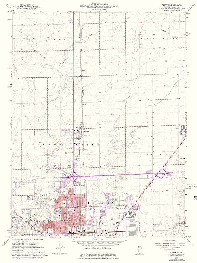 Forsyth Illinois Quad - USGS 1967 art print by USGS for $57.95 CAD