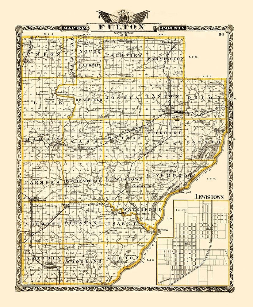 Fulton Illinois Landowner - Warner 1870 art print by Warner for $57.95 CAD