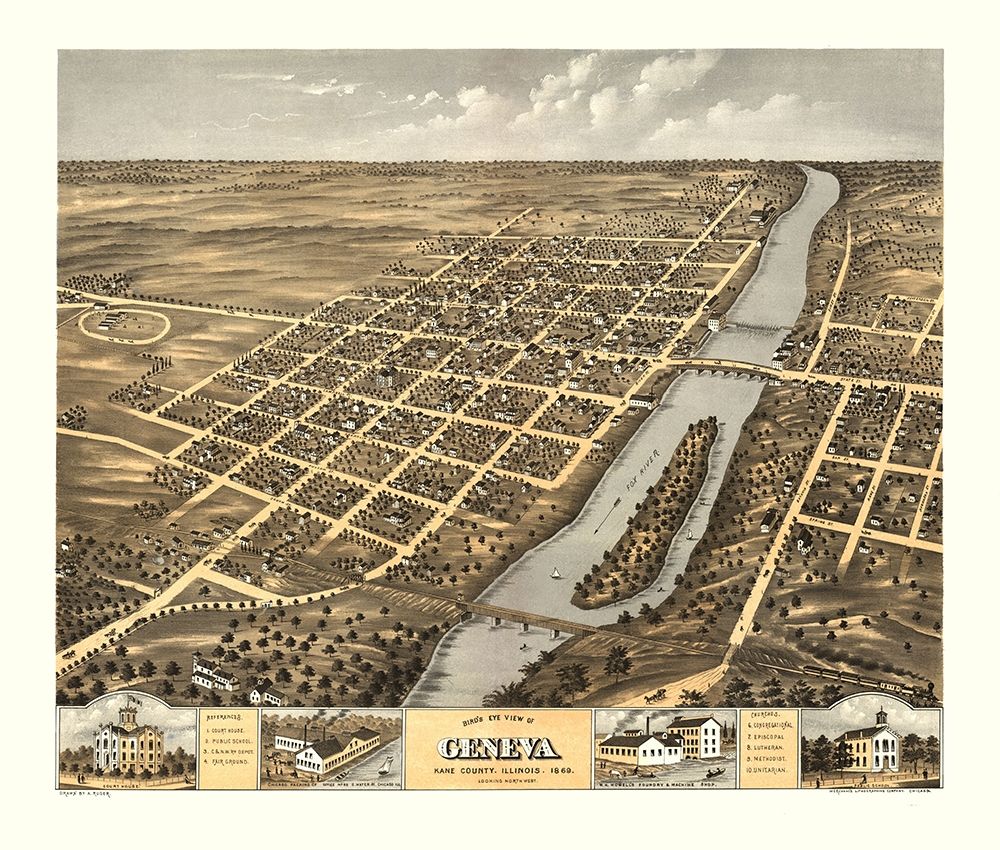 Geneva Illinois - Ruger 1869 art print by Ruger for $57.95 CAD