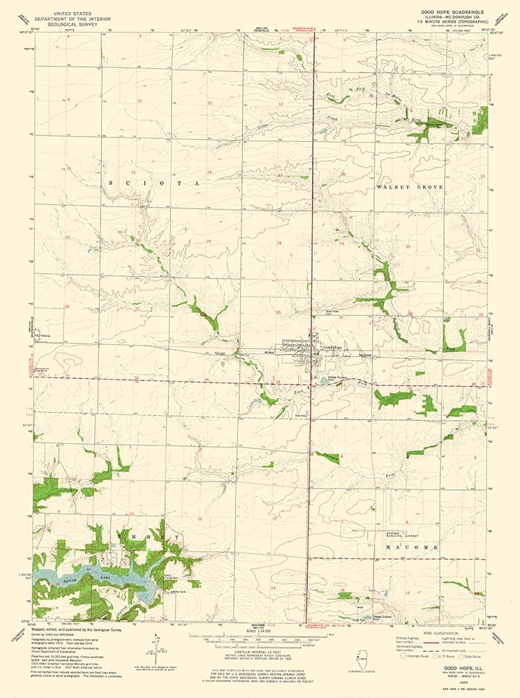 Good Hope Illinois Quad - USGS 1974 art print by USGS for $57.95 CAD