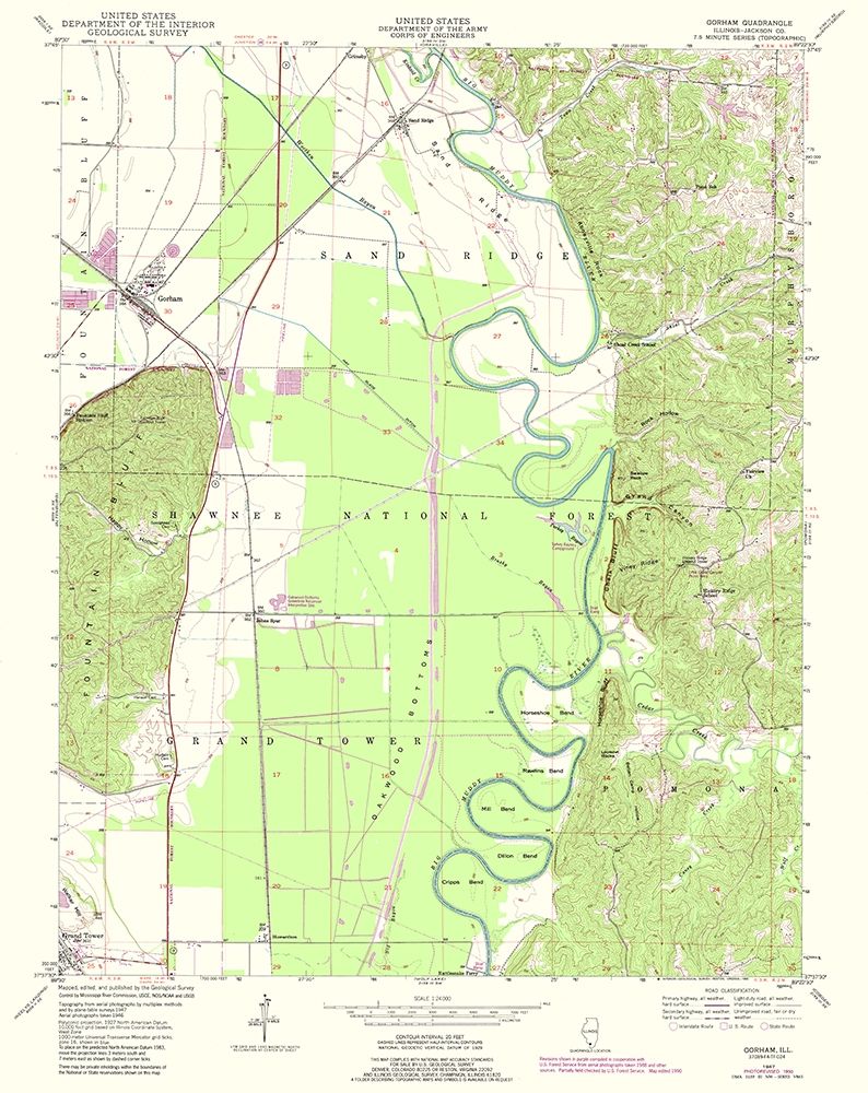 Gorham Illinois Quad - USGS 1947 art print by USGS for $57.95 CAD
