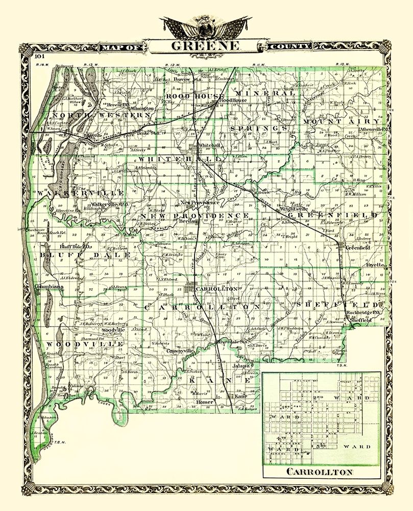 Greene Illinois Landowner - Warner 1870 art print by Warner for $57.95 CAD