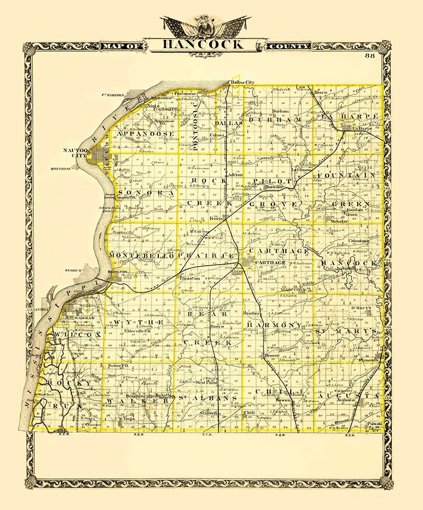 Hancock Illinois Landowner - Warner 1870 art print by Warner for $57.95 CAD