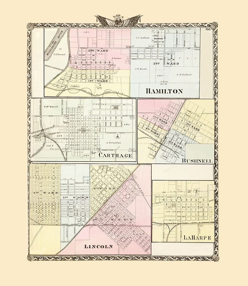 Hamilton, Carthage, Bushnell, Lincoln, Laharpe art print by Warner for $57.95 CAD